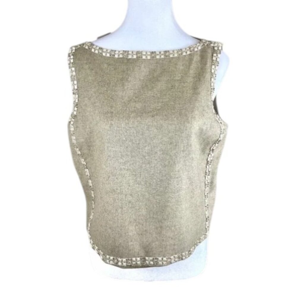 Saks Wool Vest Beige Embellished (10) NWT